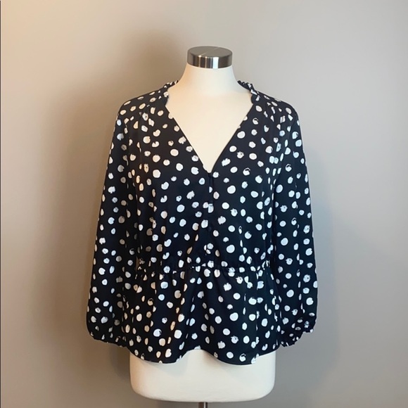EUC J. Crew Polka Dot Peplum Blouse - Picture 2 of 9